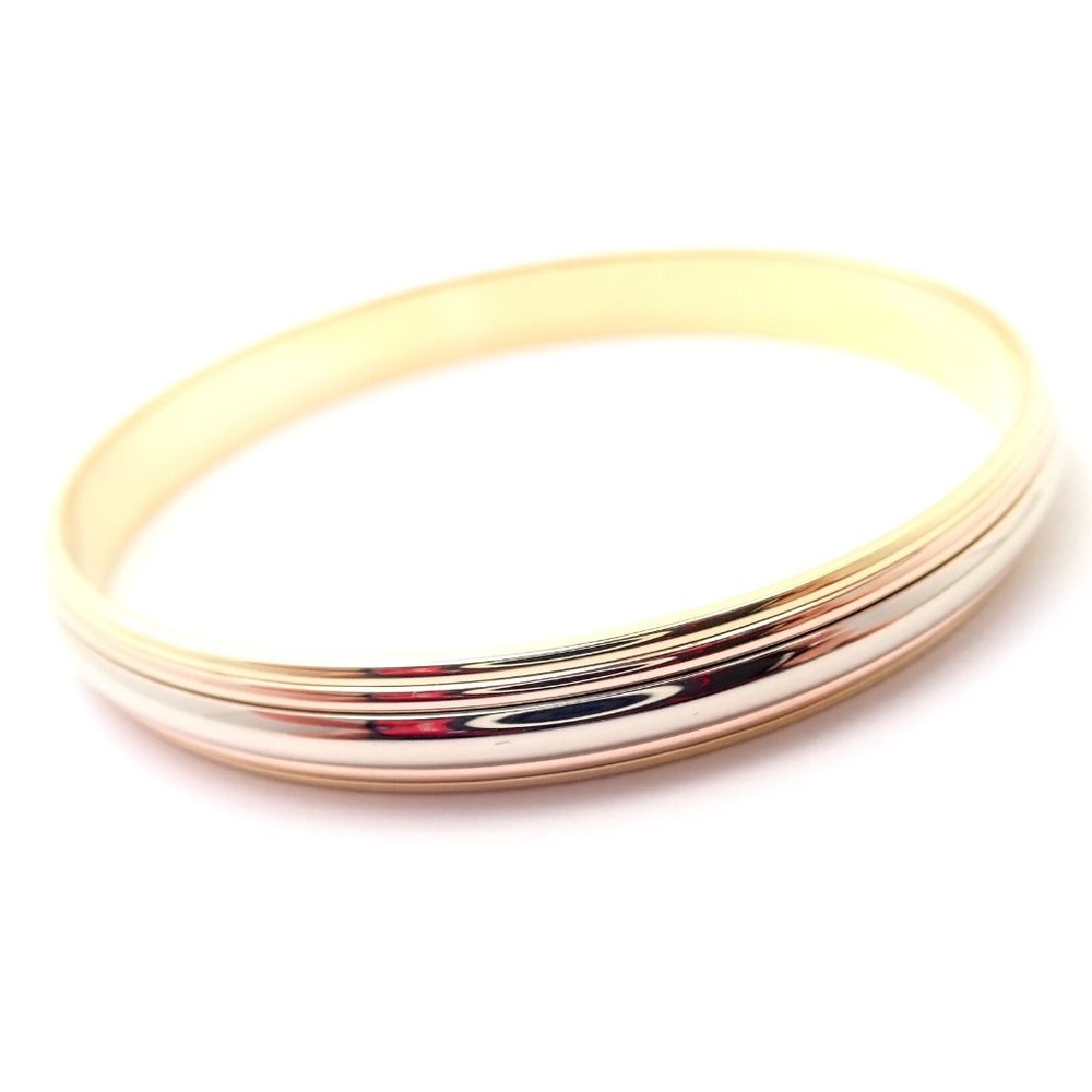 Rare! Cartier 18k Tricolor Gold Slip-On Bangle Bracelet 1990